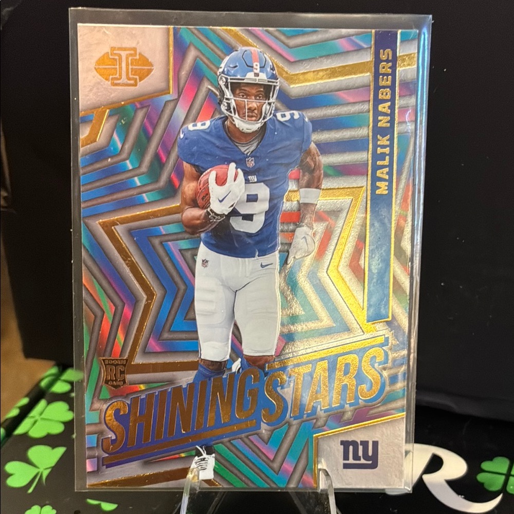 Malik Nabers RC Panini Shining Stars Trading Card - Blue and Gold - Picture 1 of 3